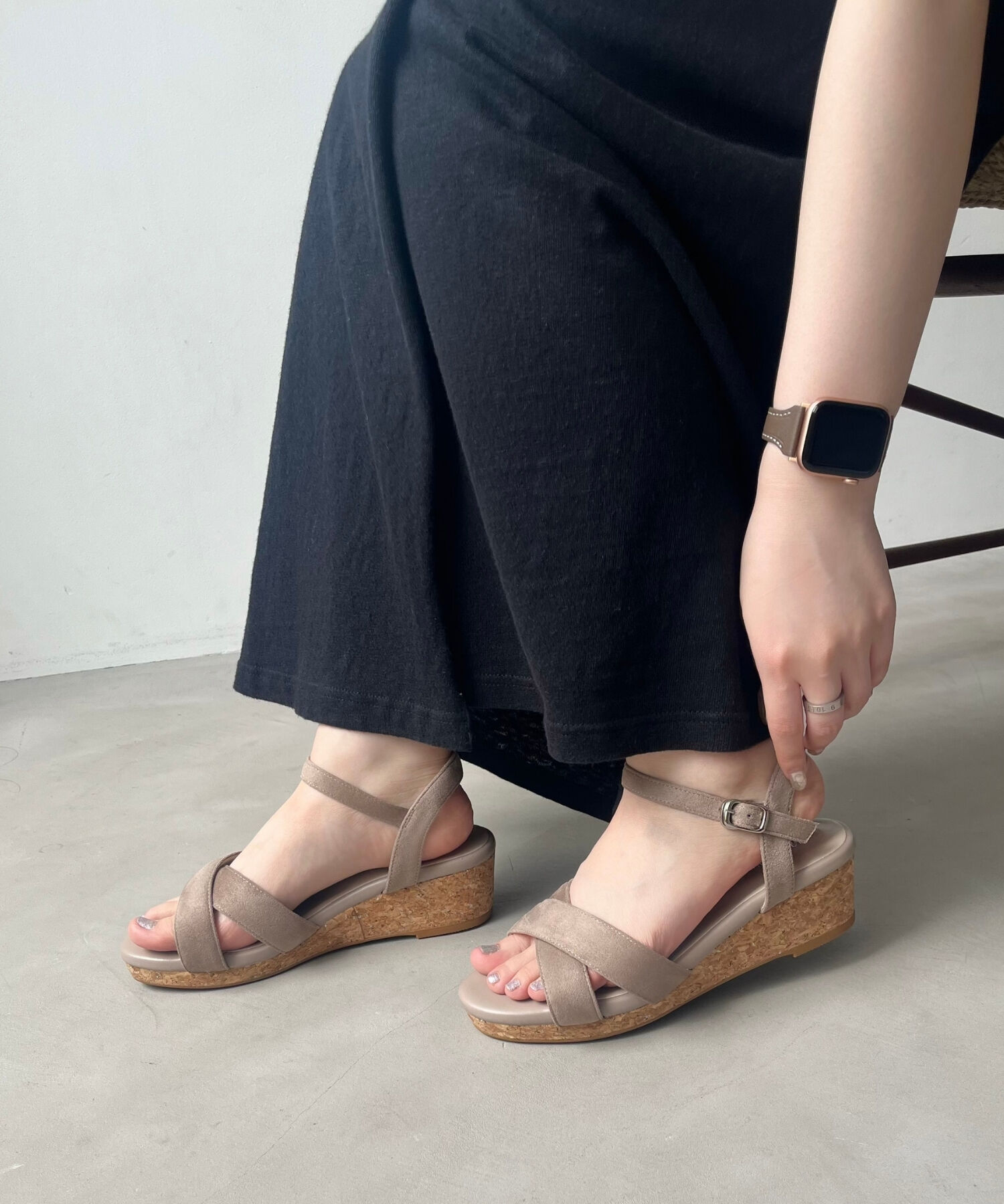 WA Oriental TRaffic「アーモンドトゥクロスウエッジサンダル/52201 サンダル トレンド 人気 クッション」|サンダル|