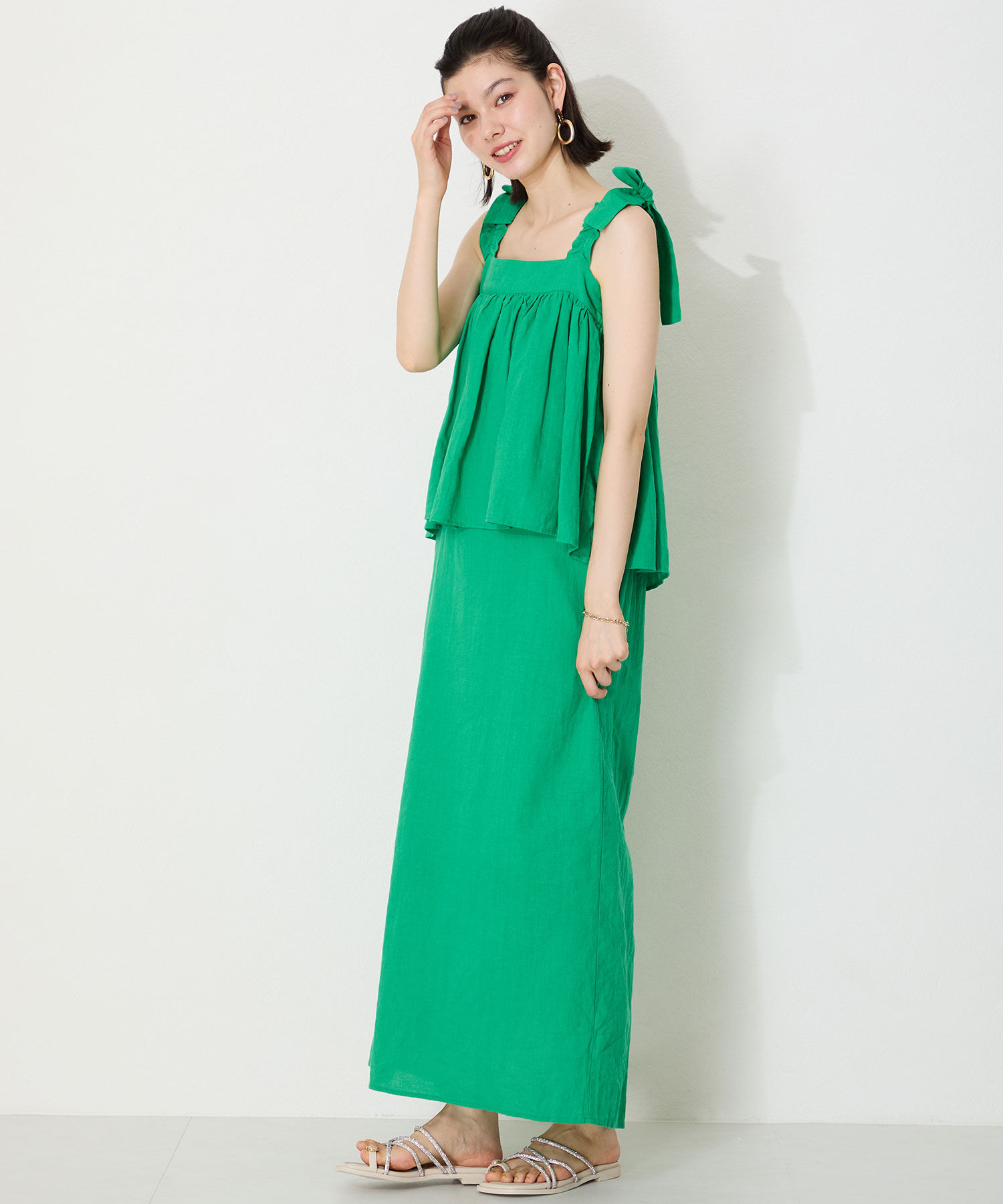 ORiental TRaffic「●2025春夏新作●ラインストーンストラップトングサンダル/51232 サンダル トング 人気 フェミニン」|サンダル|