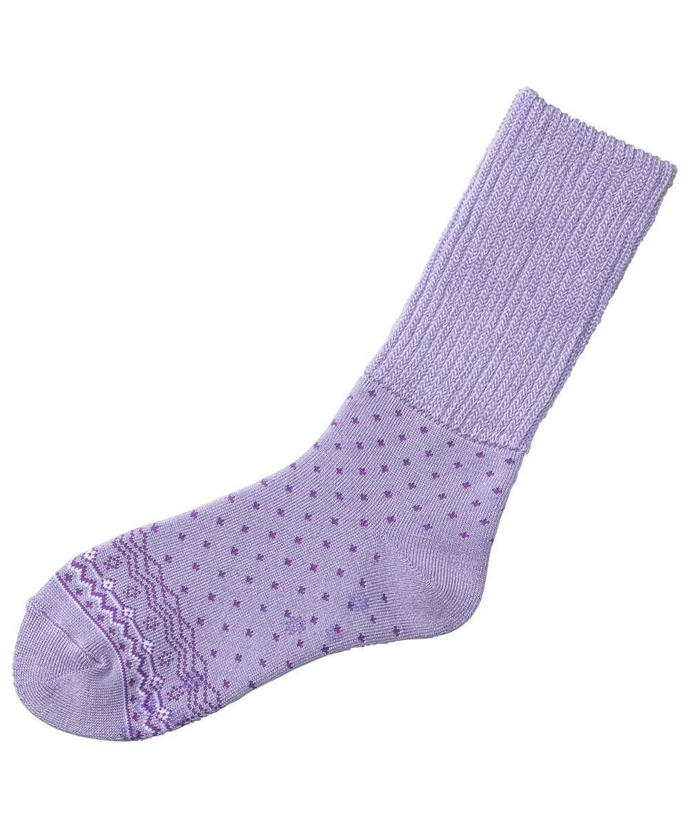 MIZUNO「【吸湿発熱】ブレスサーモゆるぬくソックス(雪柄)」|ソックス|ラベンダー