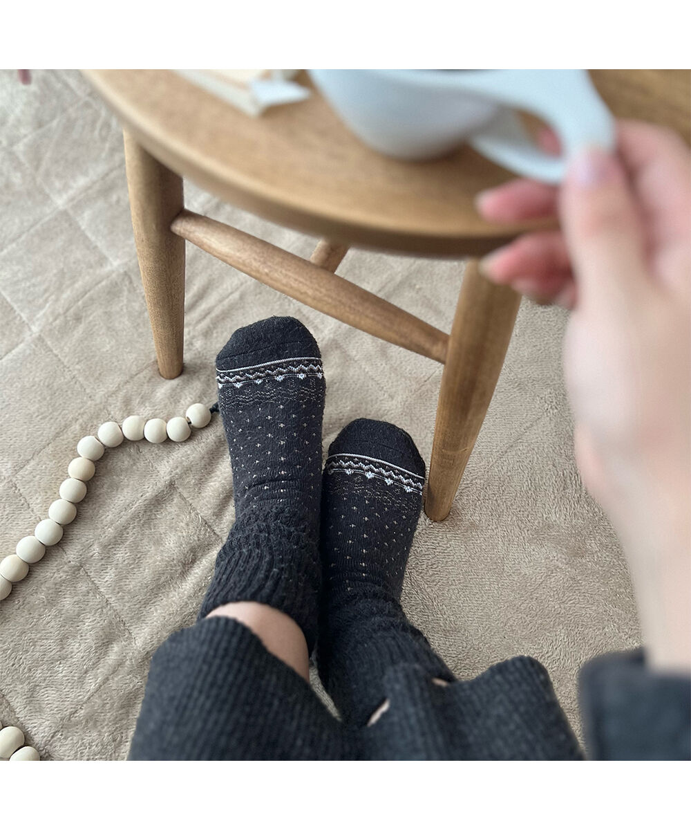 MIZUNO「【吸湿発熱】ブレスサーモゆるぬくソックス(雪柄)」|ソックス|