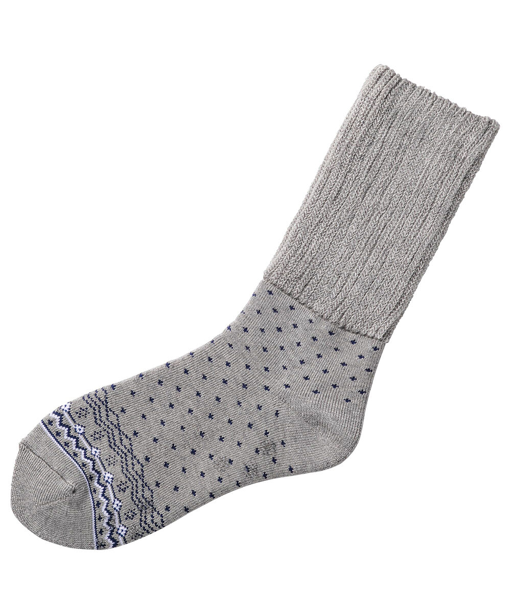 MIZUNO「【吸湿発熱】ブレスサーモゆるぬくソックス(雪柄)」|ソックス|グレー