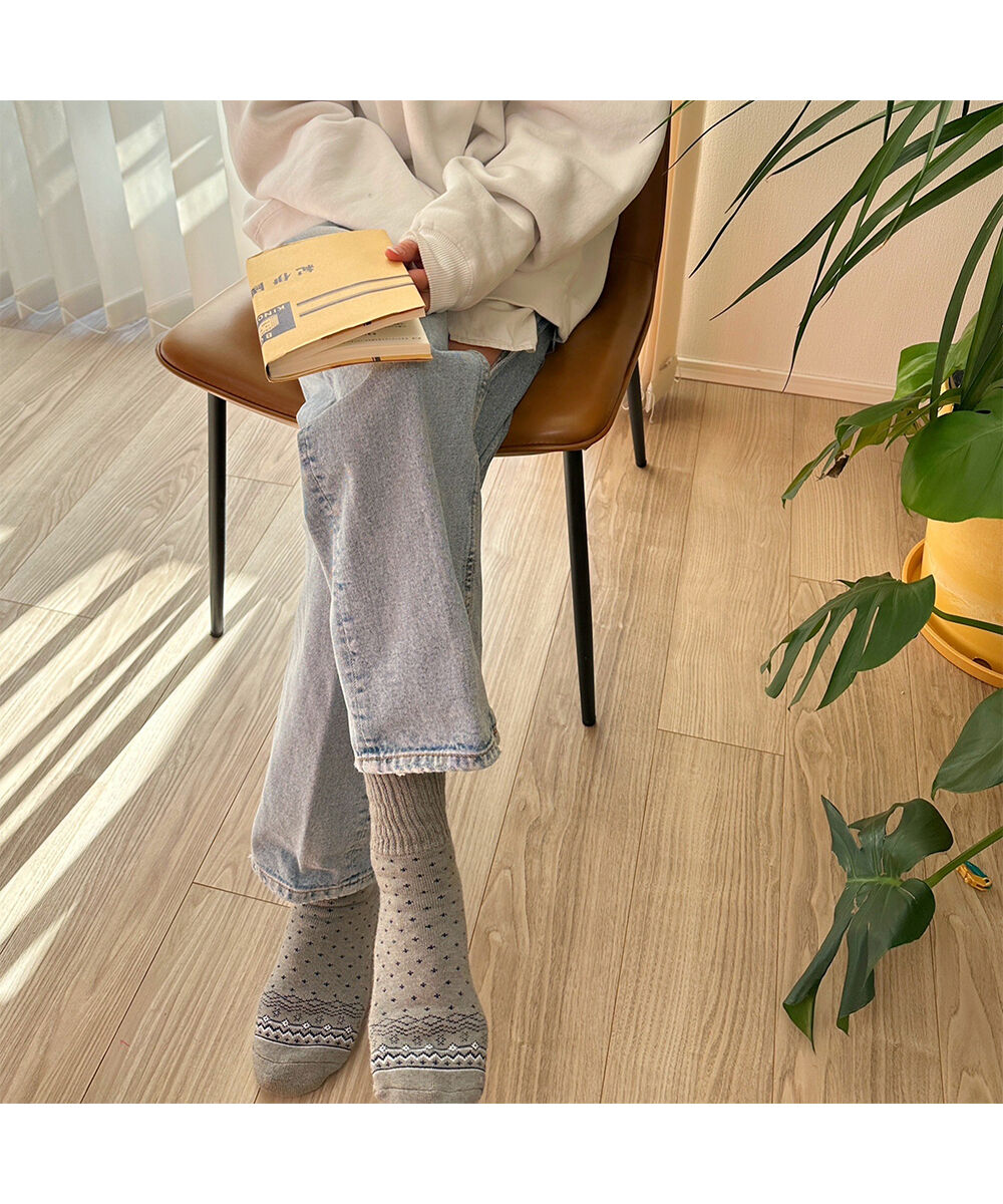 MIZUNO「【吸湿発熱】ブレスサーモゆるぬくソックス(雪柄)」|ソックス|