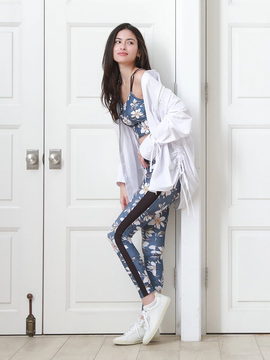  「モクレン風フラワープリントフルレギンス」|スポーツ|