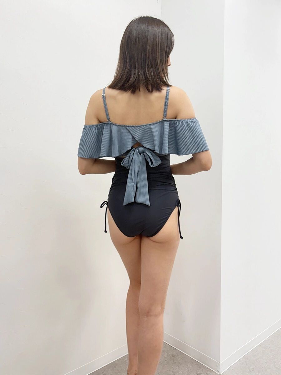 PEAK&PINE「【新作】無地リブ素材オフショルダーワンピ見えビキニ」|ビキニ|