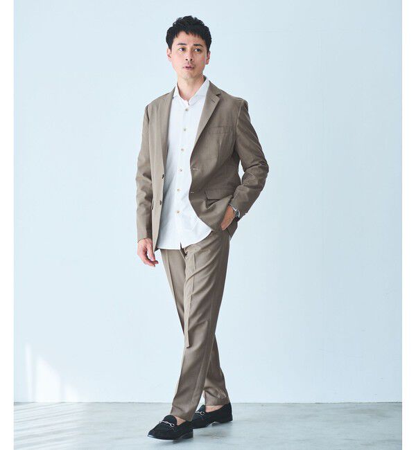 UNITED ARROWS green label relaxing「【WEB限定】JUST fit ドライPEスリムセットアップ ジャケット＆パンツ -吸水速乾・防シワ-」|テーラードジャケット|MD.BROWN
