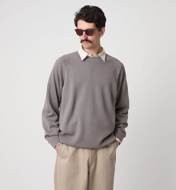 STEVEN ALAN「＜Steven Alan＞ W/NY スムース ラグランスリーブ クルーネック ニット」|ニット・セーター|