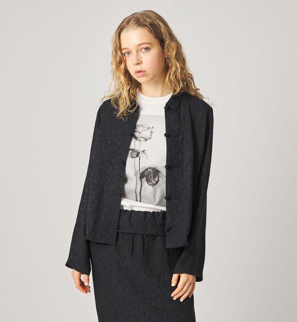 STEVEN ALAN「＜Steven Alan＞フラワー ジャガード チャイナモチーフボタン シャツ」|シャツ・ブラウス|BLACK