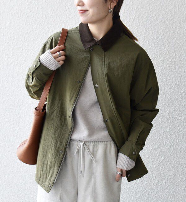 SHIPS any「【SHIPS any別注】Bollington: タスランナイロン ショート ハンティングジャケット◇」|ブルゾン・スタジャン|オリーブ