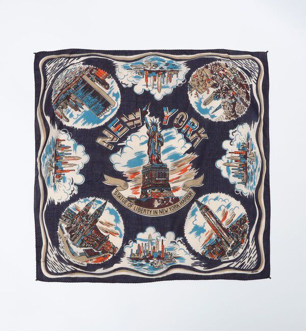 SHIPS「BINDU: PRINT BANDANA 25AW」|ハンカチ|ネイビー
