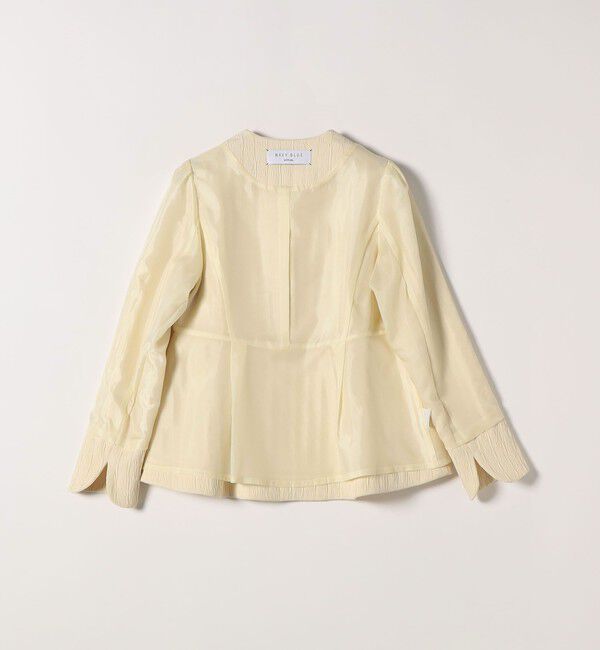 SHIPS any「SHIPS any:〈手洗い可能〉ジャカード ノーカラー ペプラム ジャケット［NAVY BLUE］」|ノーカラージャケット|