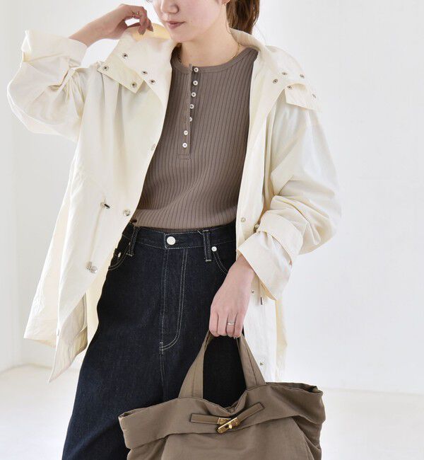 quaranciel「quaranciel:〈撥水加工/洗濯機可能〉ナイロン ドロスト フード ミディ ブルゾン」|その他|