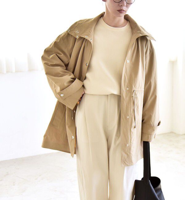 quaranciel「quaranciel:〈撥水加工/洗濯機可能〉ナイロン ドロスト フード ミディ ブルゾン」|その他|