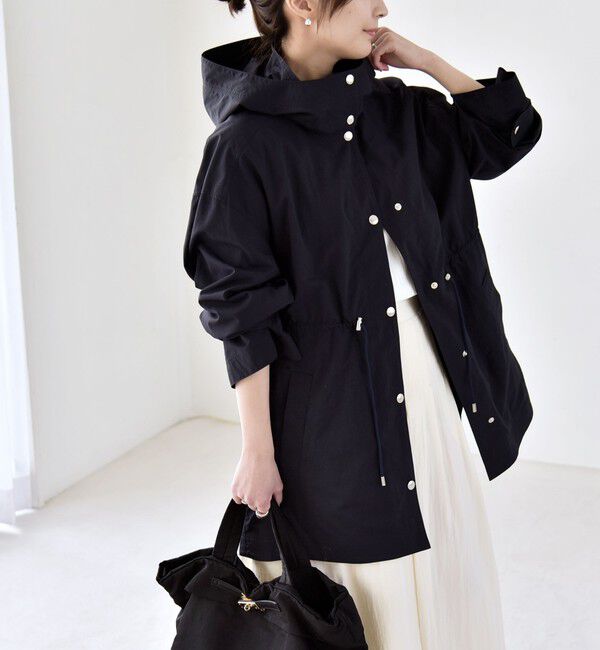 quaranciel「quaranciel:〈撥水加工/洗濯機可能〉ナイロン ドロスト フード ミディ ブルゾン」|その他|