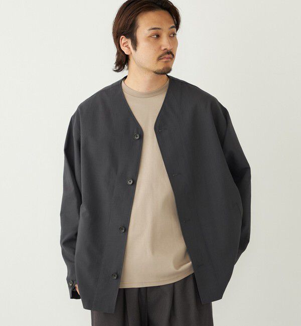 SHIPS Colors 「《予約》SHIPS Colors:〈吸水速乾・洗濯機可能〉ドライ ワッシャー シャツ カーディガン◆」|カーディガン|ダークグレー