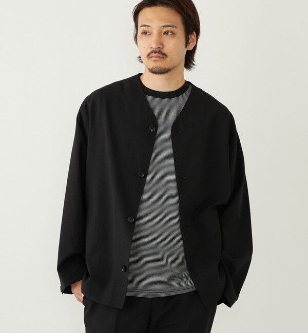 SHIPS Colors 「《予約》SHIPS Colors:〈吸水速乾・洗濯機可能〉ドライ ワッシャー シャツ カーディガン◆」|カーディガン|ブラック
