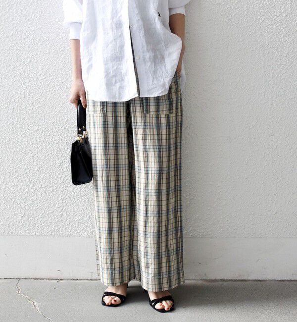 SHIPS any「《予約》SHIPS any:〈洗濯機可能〉リネン ミックス イージー ベイカー パンツ（チェック）」|その他|