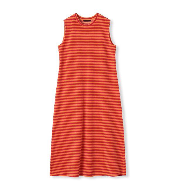 TOMORROWLAND collection「パイルボーダー スリーブレスワンピース」|ワンピース|36 レッド系