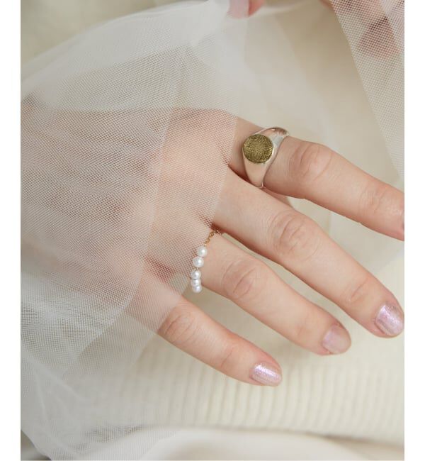 IENA「GIGI/ジジ 別注 PEARL CHAIN RING EX」|リング|ゴールド