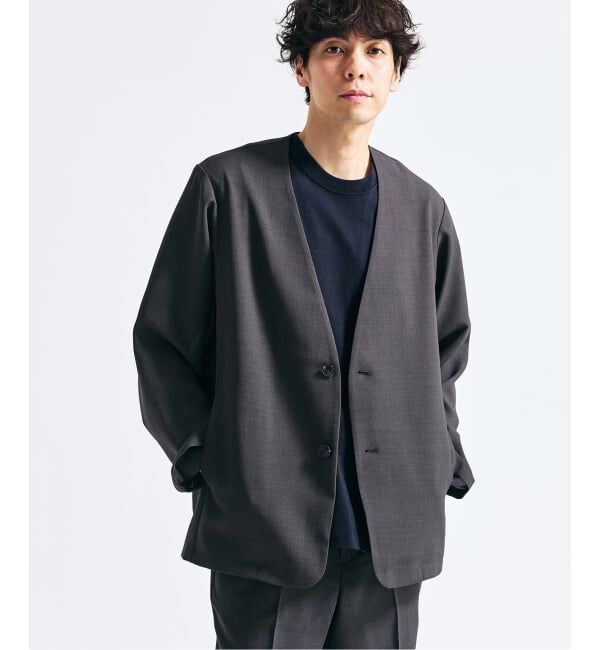 417 EDIFICE「【EVALET / エバレット】メッシュ カーディガンジャケット "セットアップ着用可能"」|ノーカラージャケット|グレーA