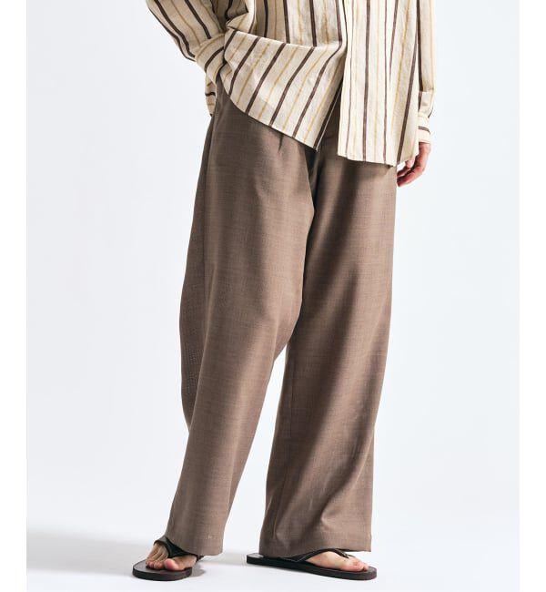 417 EDIFICE「【EVALET / エバレット】メッシュ ワイドパンツ "セットアップ着用可能"」|スラックス|ベージュ