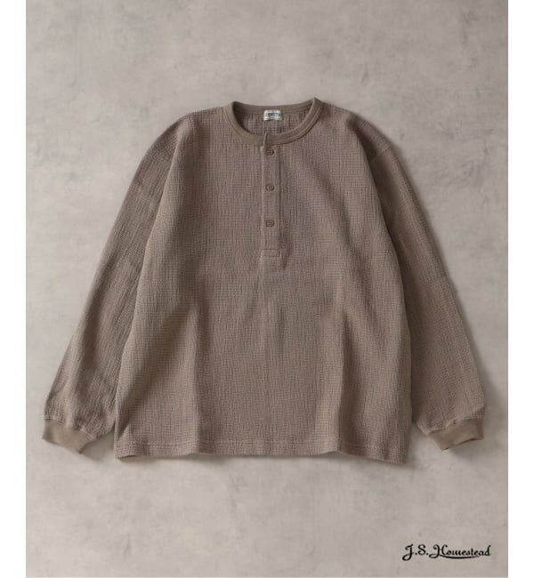 J.S.Homestead「《予約》J.S.Homestead / レノ メッシュ ファブリック ヘンリー ネック ロンT」|Tシャツ・カットソー|ブラウン B