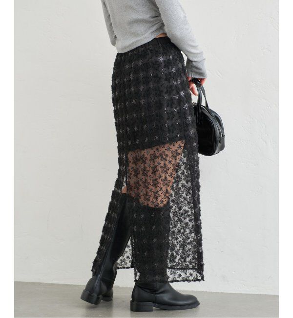 U by SPICK&SPAN「フラワーチュールシアースカート」|スカート|