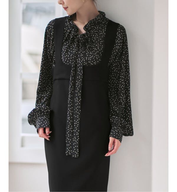 NOBLE「ラフィネダブルクロスソフトスクエアワンピース」|ワンピース|