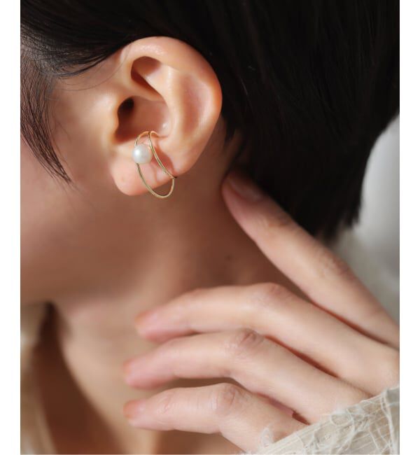 Lilas by Spick&Span「パールダブルダエンイヤーカフ K10（片耳）」|イヤーカフ|