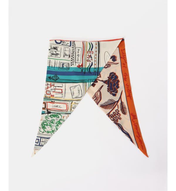 Spick and Span「manipuri/マニプリ ダイヤ三角Wスカーフ フローラ」|バンダナ・スカーフ|オレンジ