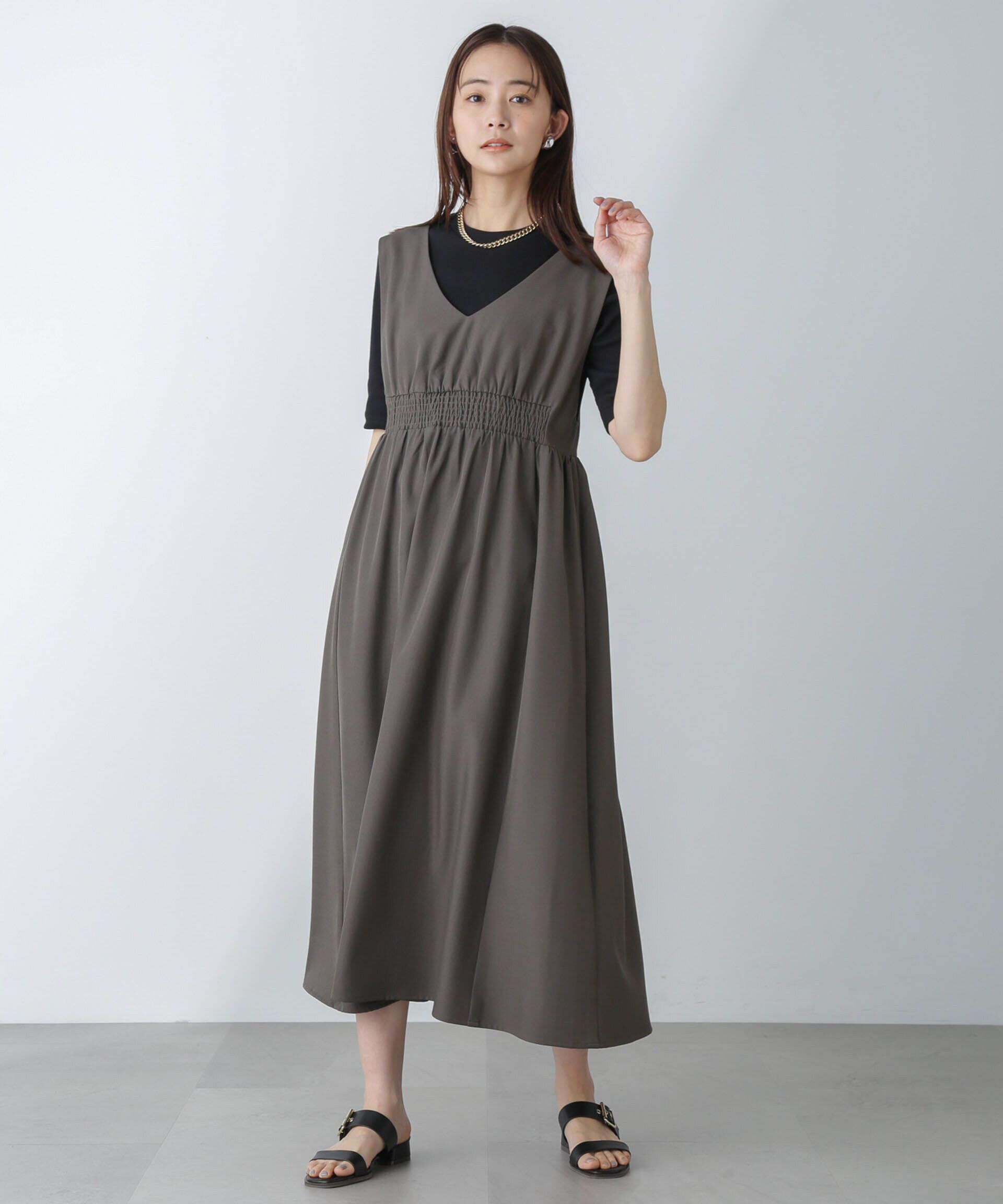 nano･universe「前後2wayギャザー切り替えワンピース」|ワンピース|