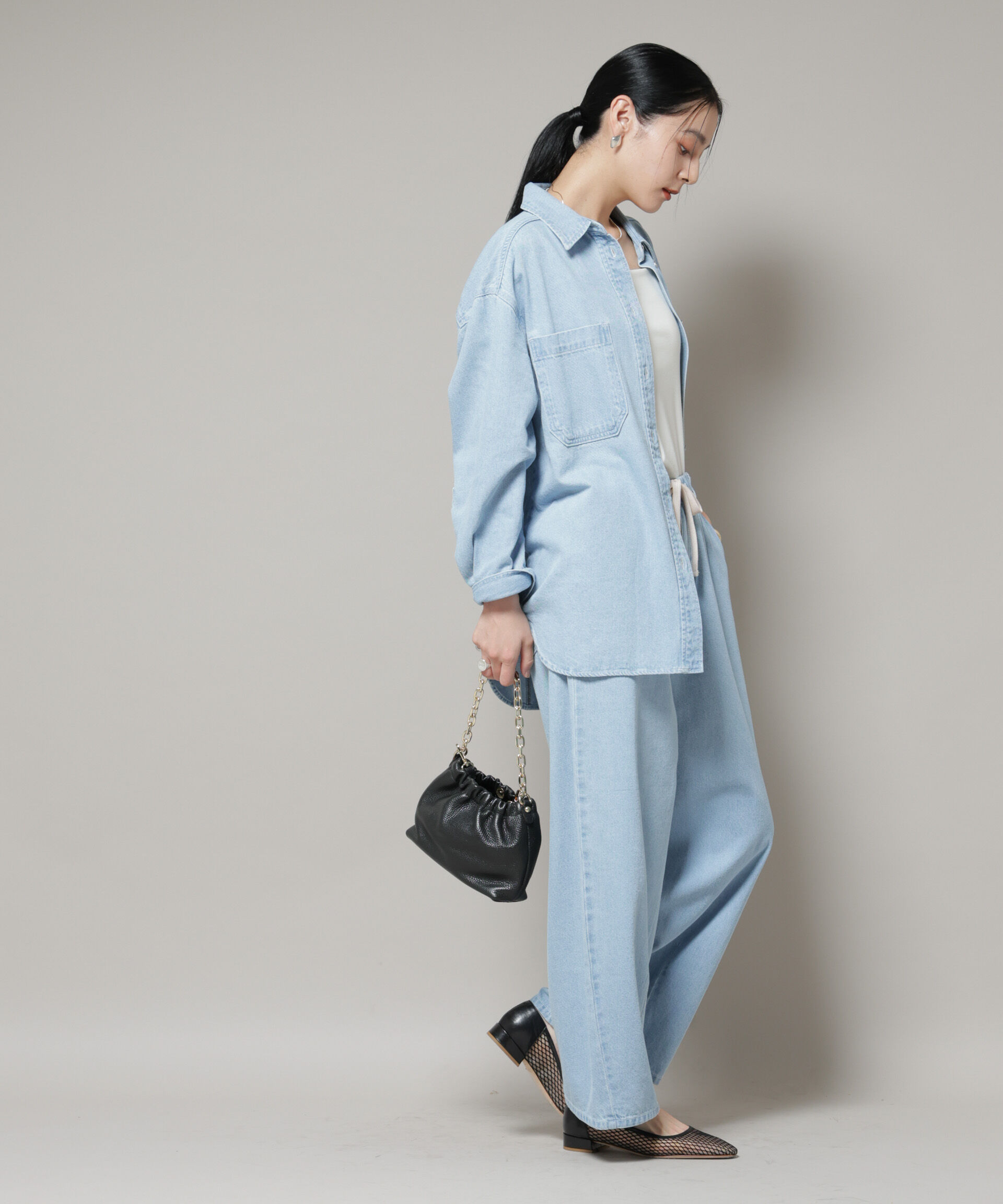 nano･universe「ドロストデニムパンツ(セットアップ可)」|チノ|