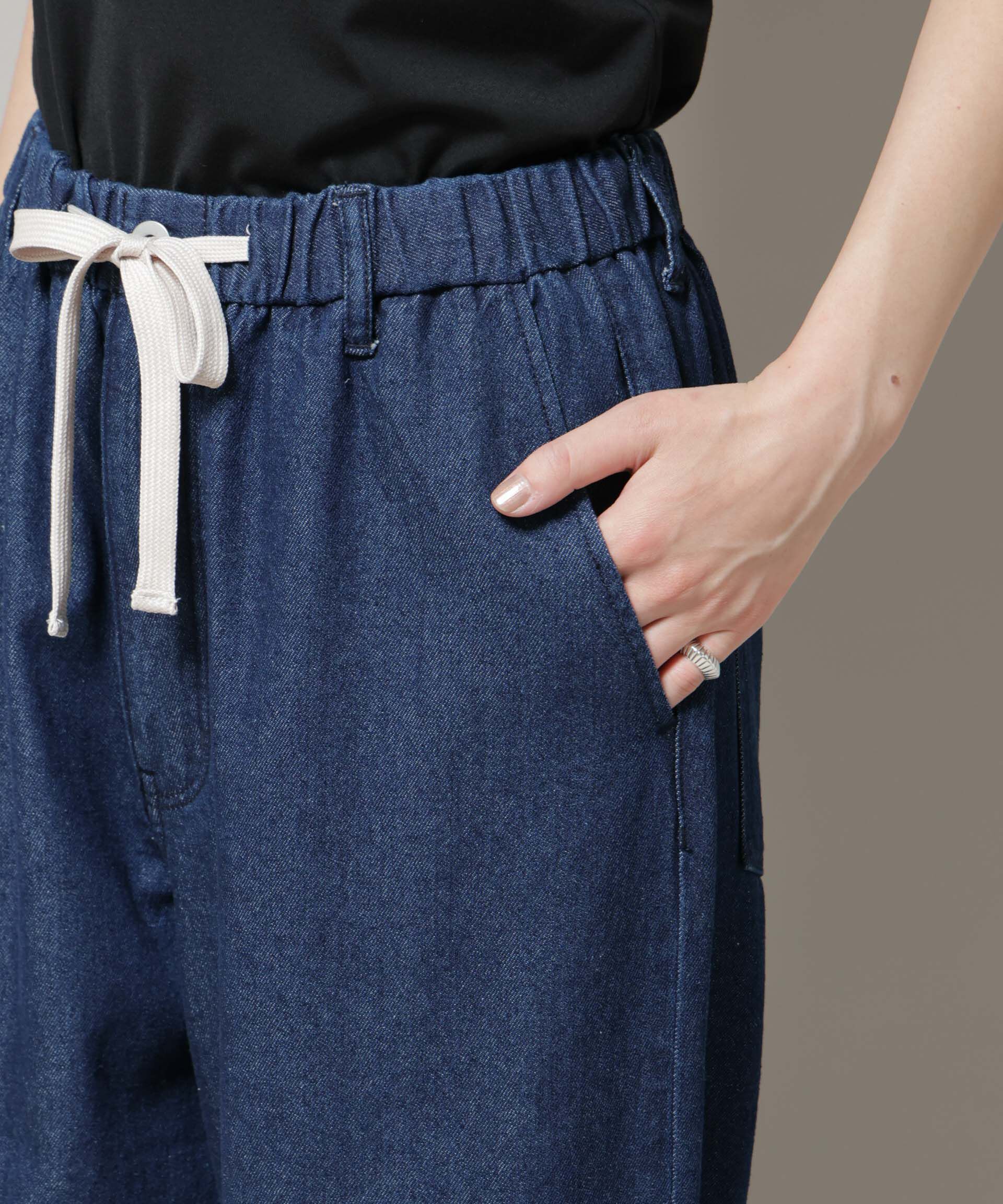 nano･universe「ドロストデニムパンツ(セットアップ可)」|チノ|