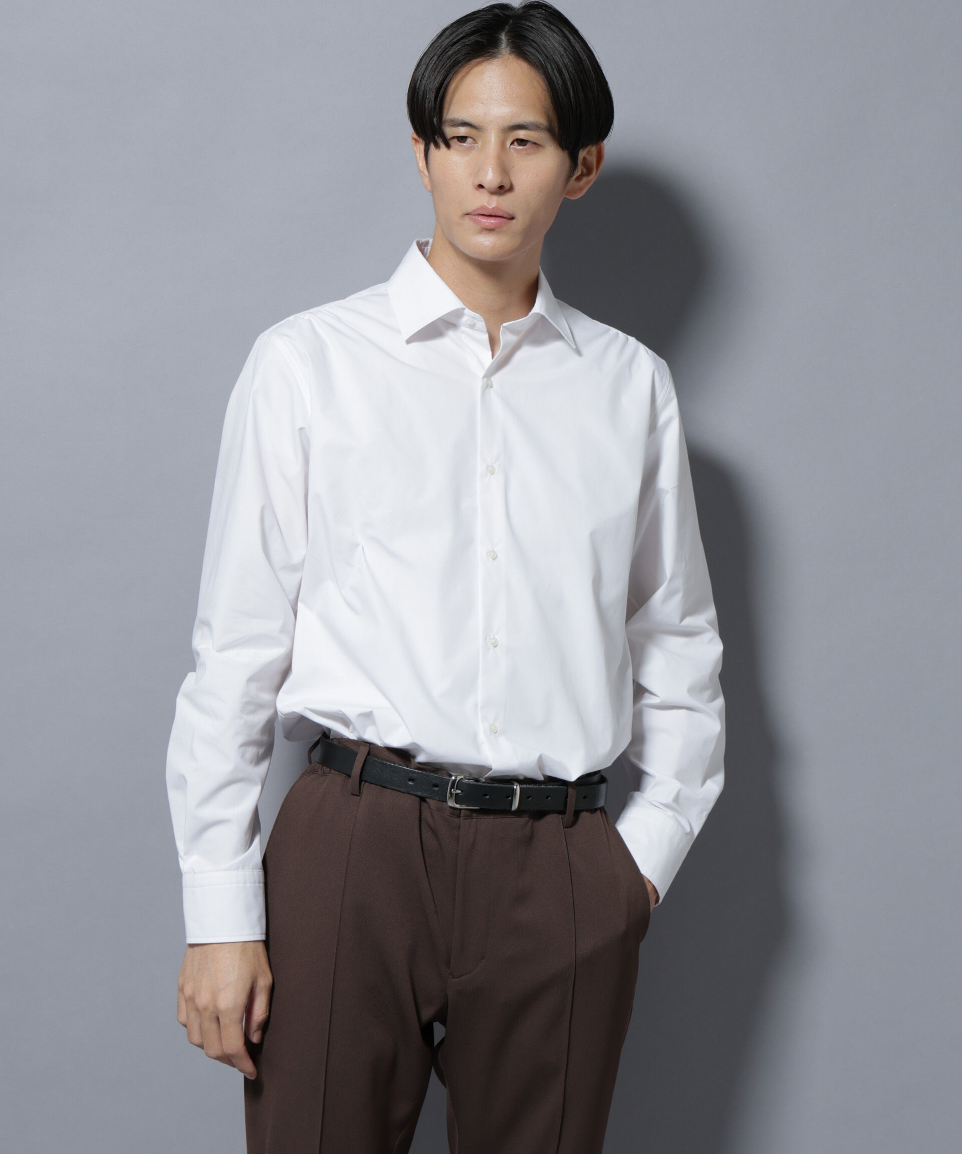 nano･universe「「N shirt」Anti Soaked(R)汗染み防止セミワイドカラーシャツ長袖」|シャツ・ブラウス|