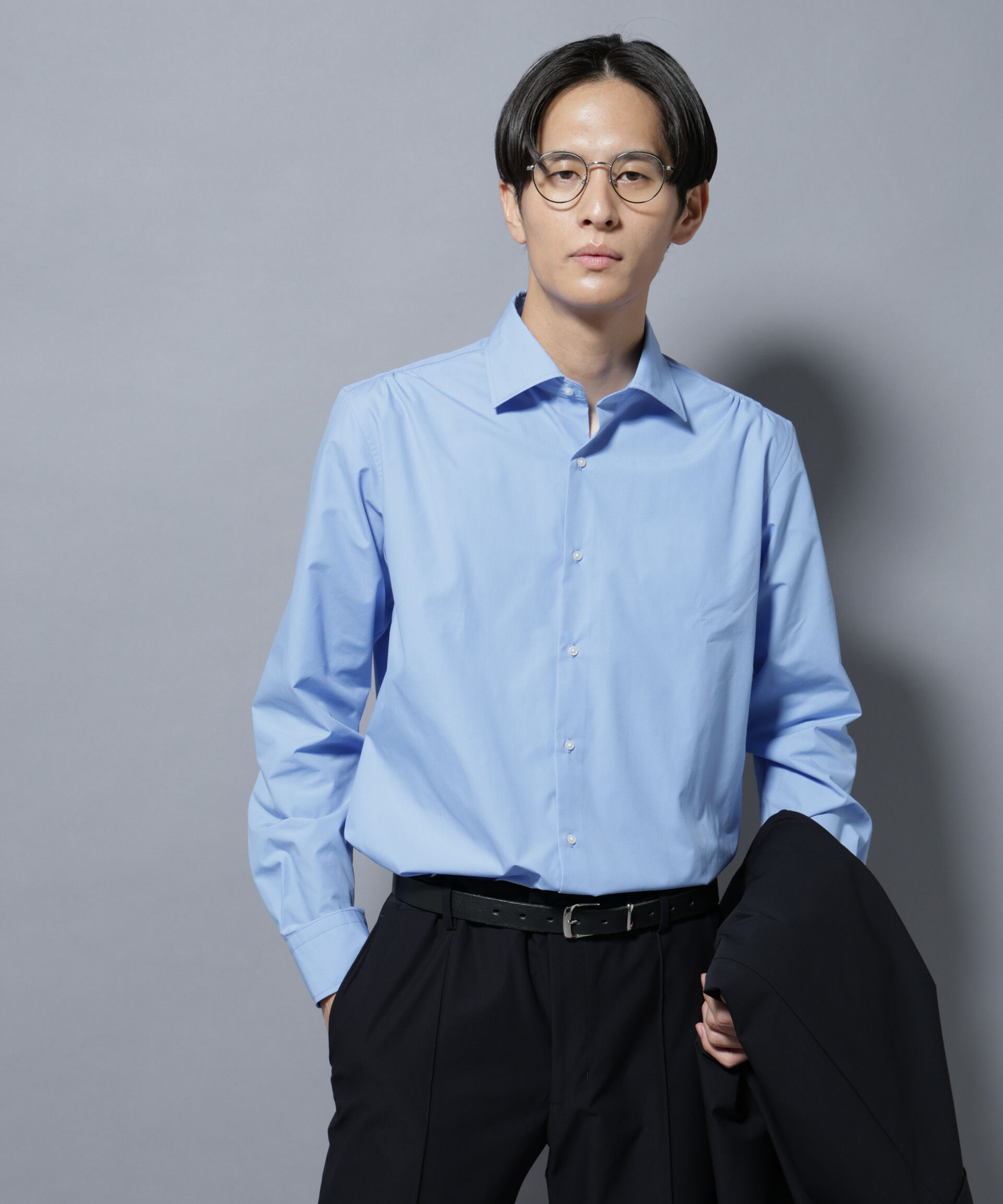 nano･universe「「N shirt」Anti Soaked(R)汗染み防止セミワイドカラーシャツ長袖」|シャツ・ブラウス|L.ブルー1