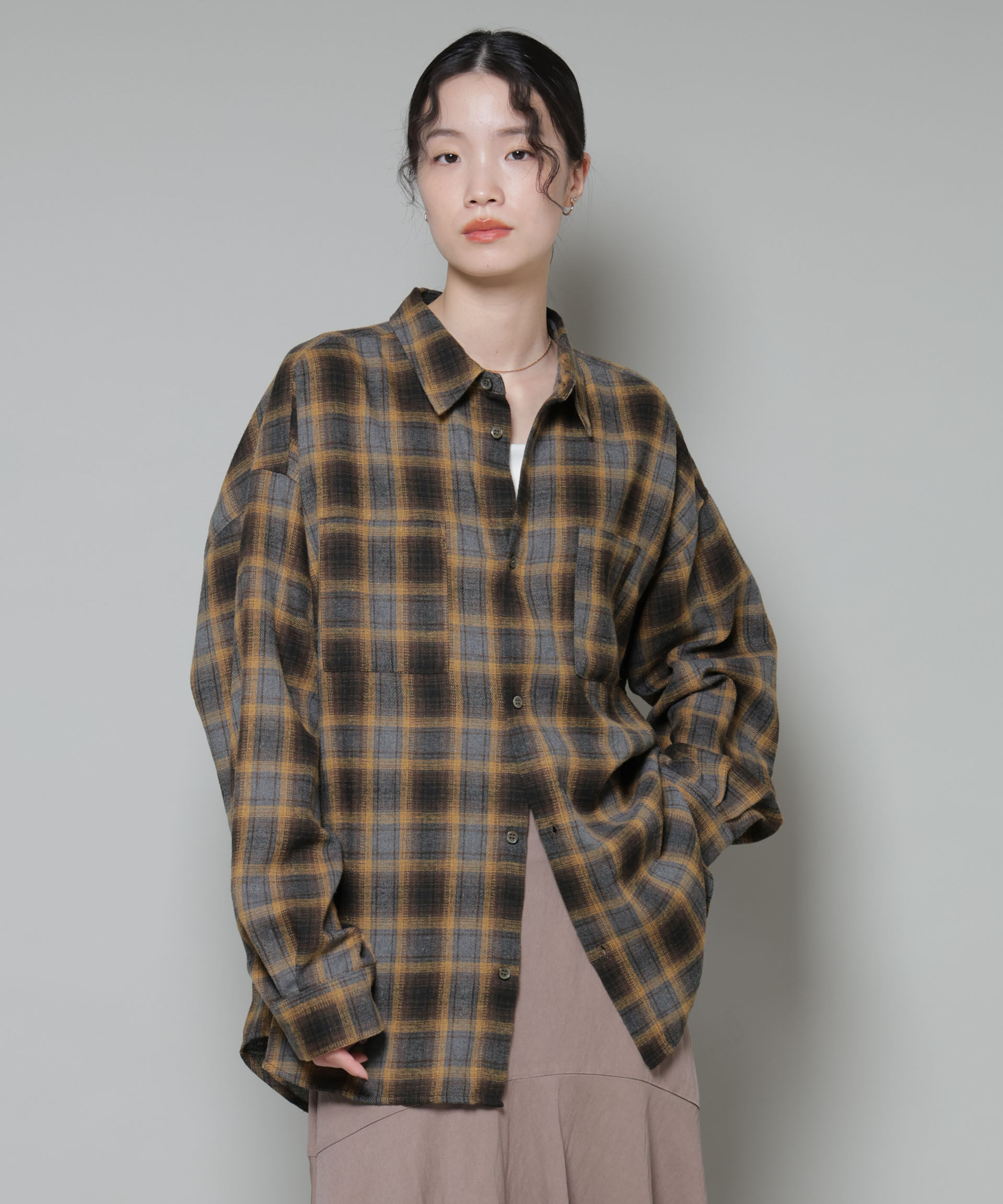 nano･universe「オーバーサイズチェックシャツ」|シャツ・ブラウス|