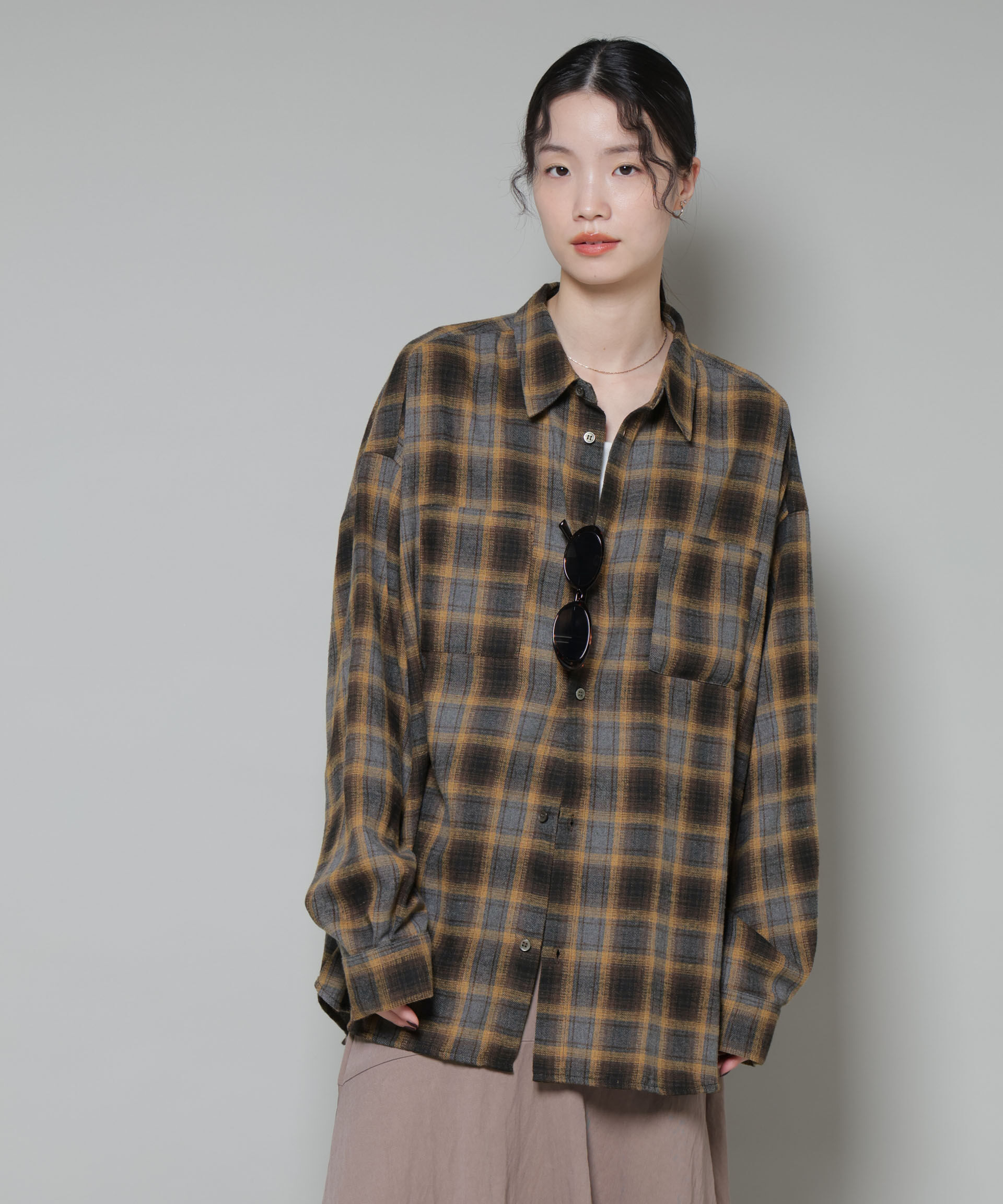 nano･universe「オーバーサイズチェックシャツ」|シャツ・ブラウス|