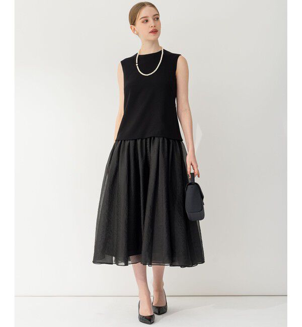 23区「【APPLAUDIR】クリアジョーゼットコンビ ドレス」|ドレス|