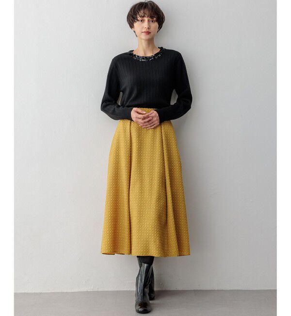 23区「【洗える】プレザンスジャカード タックスカート」|スカート|