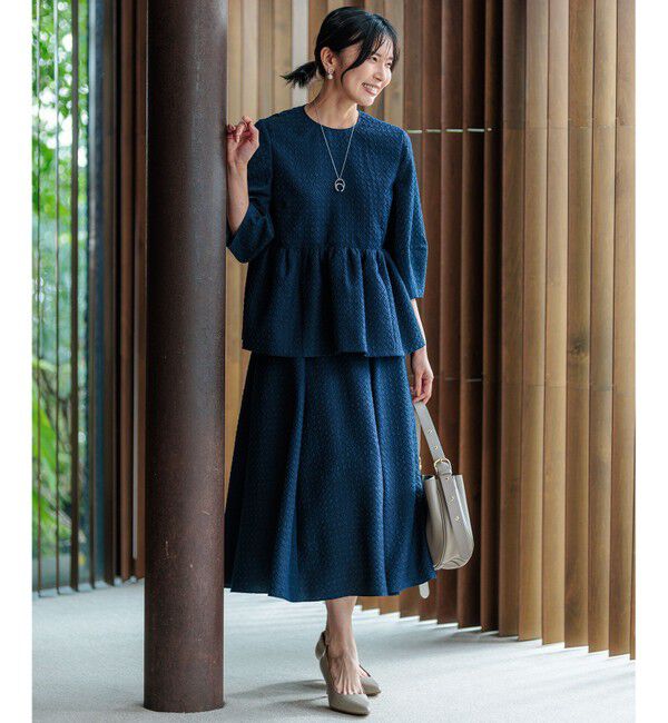 23区「【洗える】プレザンスジャカード タックスカート」|スカート|
