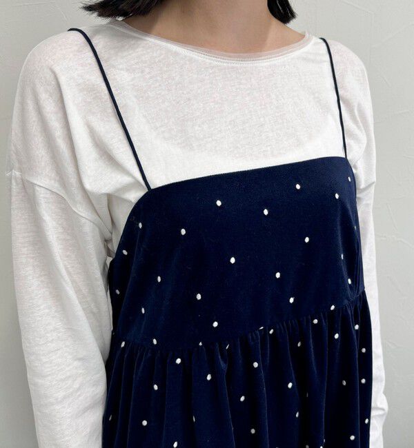 fredy emue「《セットアップ対応》ベロアドット刺繍キャミブラウス」|キャミソール|