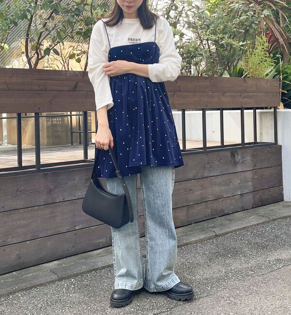 fredy emue「《セットアップ対応》ベロアドット刺繍キャミブラウス」|キャミソール|