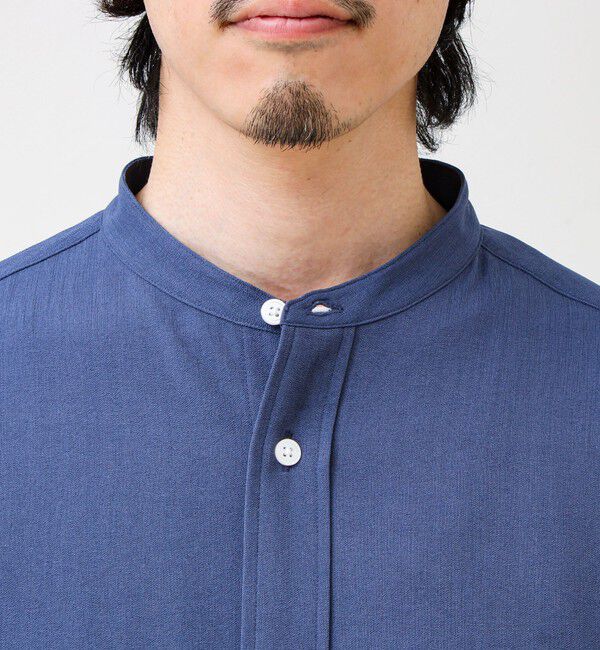 GLOSTER「【きれい見えラク素材】crunchyバンドカラーシャツ」|シャツ・ブラウス|