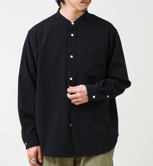 GLOSTER「【きれい見えラク素材】crunchyバンドカラーシャツ」|シャツ・ブラウス|