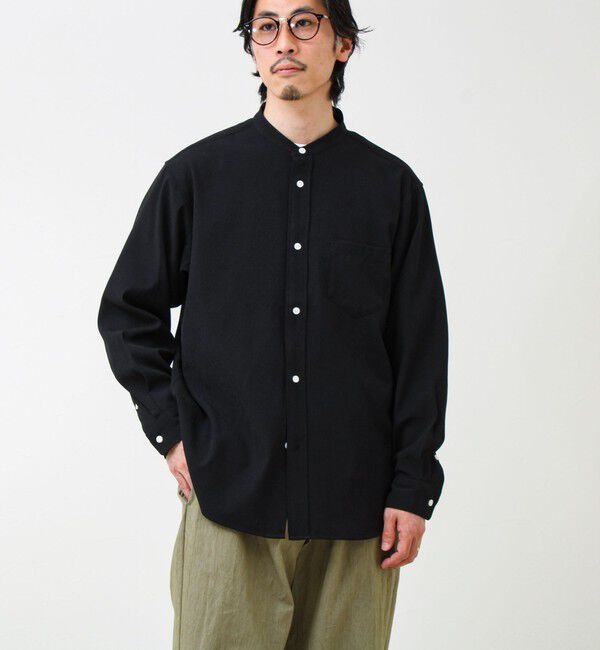 GLOSTER「【きれい見えラク素材】crunchyバンドカラーシャツ」|シャツ・ブラウス|