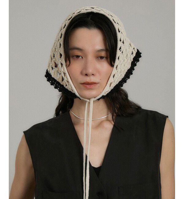 SALON adam et rope'「クロシェバブーシュカ/スカーフ」|バンダナ・スカーフ|オフホワイト(15)