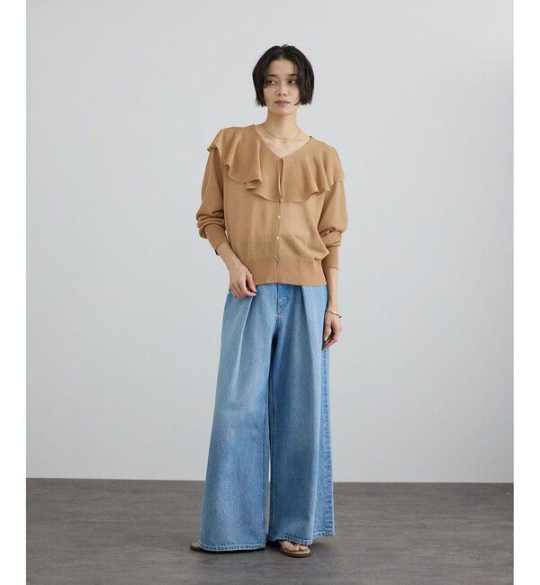 SALON adam et rope'「【WEB限定】ラッフルフリルシアーニットカーディガン」|カーディガン|