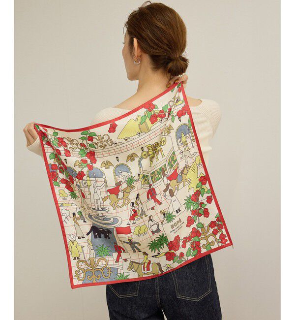 ROPE「【4 ARTIST for ROPE'】コラボ シルクスカーフ/Sサイズ」|バンダナ・スカーフ|赤メイン