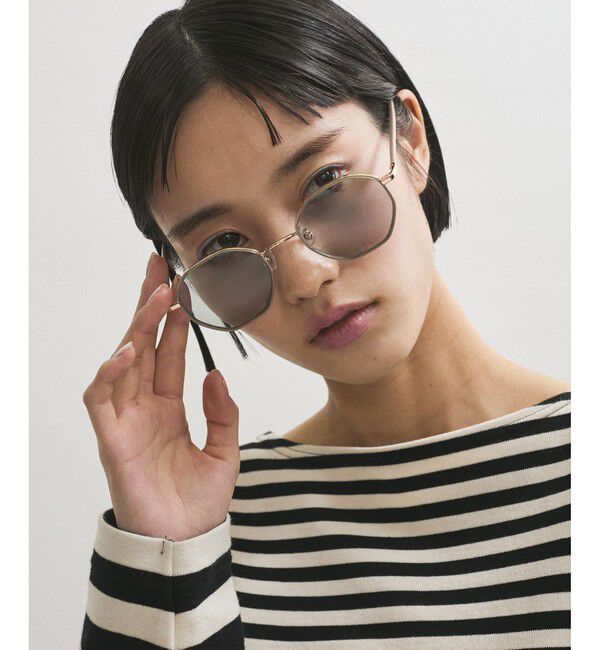 ADAM ET ROPE'「オクタゴンメタルフレームUVカットグラス」|サングラス|ベージュ(27)