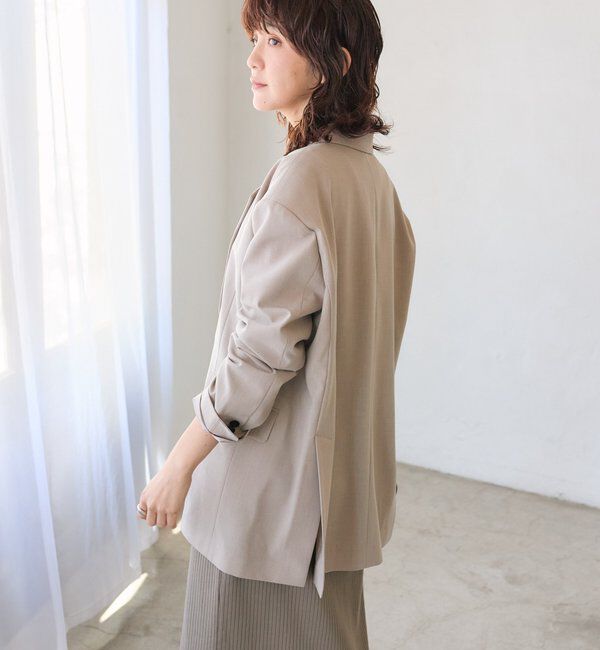  「予約【こなれ感抜群/接触冷感機能付き】ワイドショルダージャケット」|テーラードジャケット|