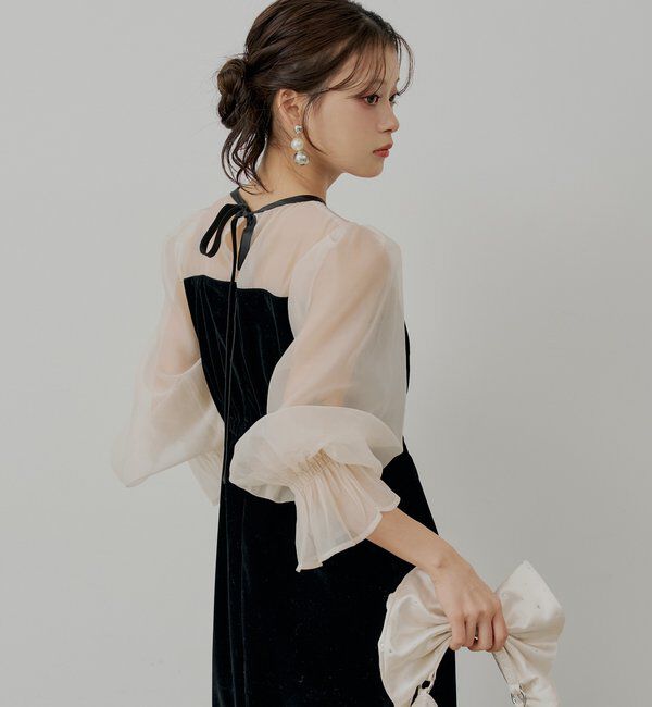  「【SALON by Chico】配色シースルータイトロングドレス/オケージョン」|ドレス|